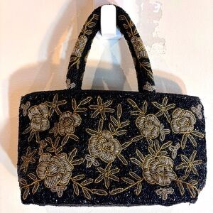 BEADED All Over Handbag Intricate Rise Floral Pattern Bag Purse Unbranded